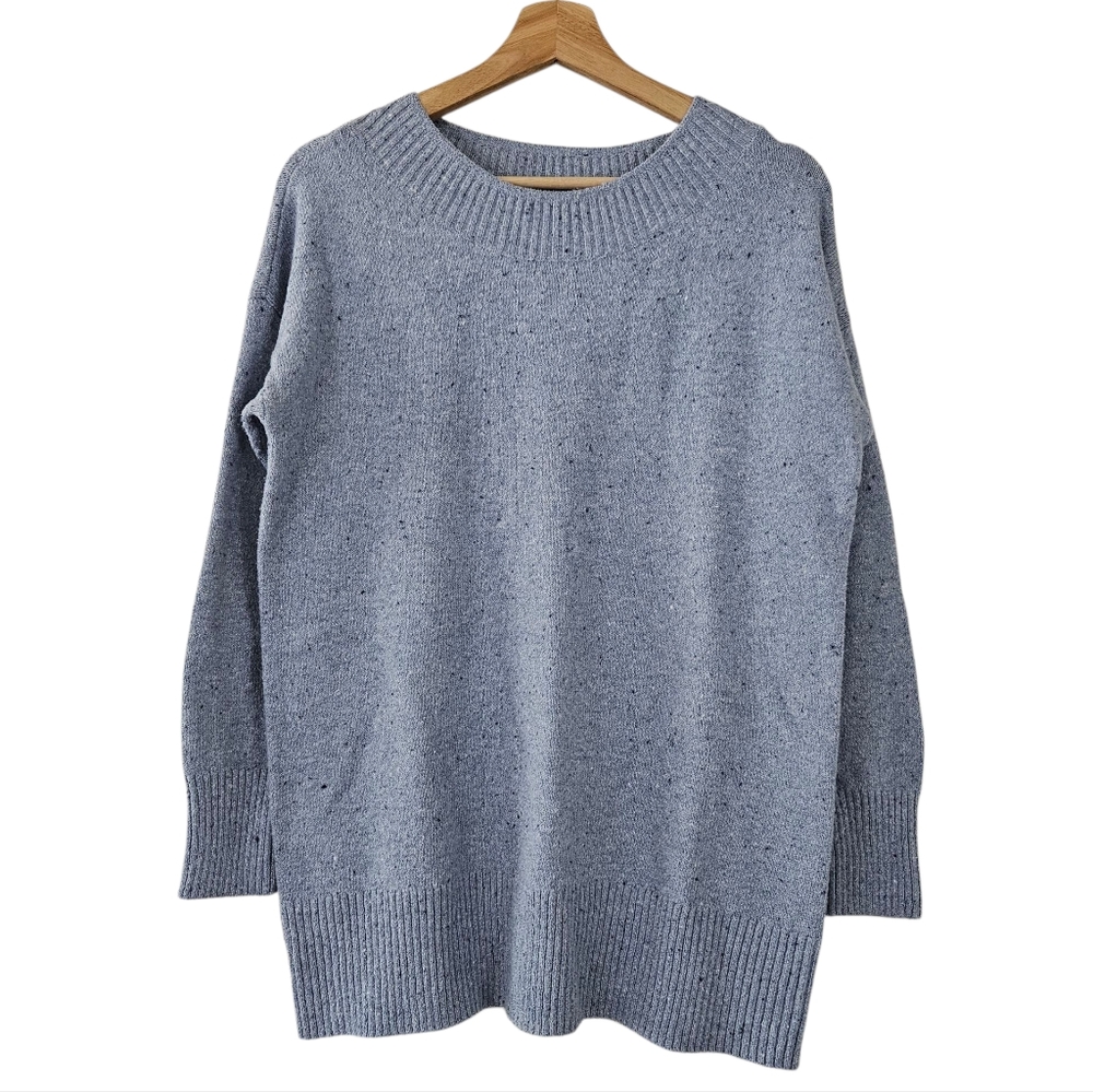 PureJill J Jill Heather Blue Round Neck Pullover Sweater
